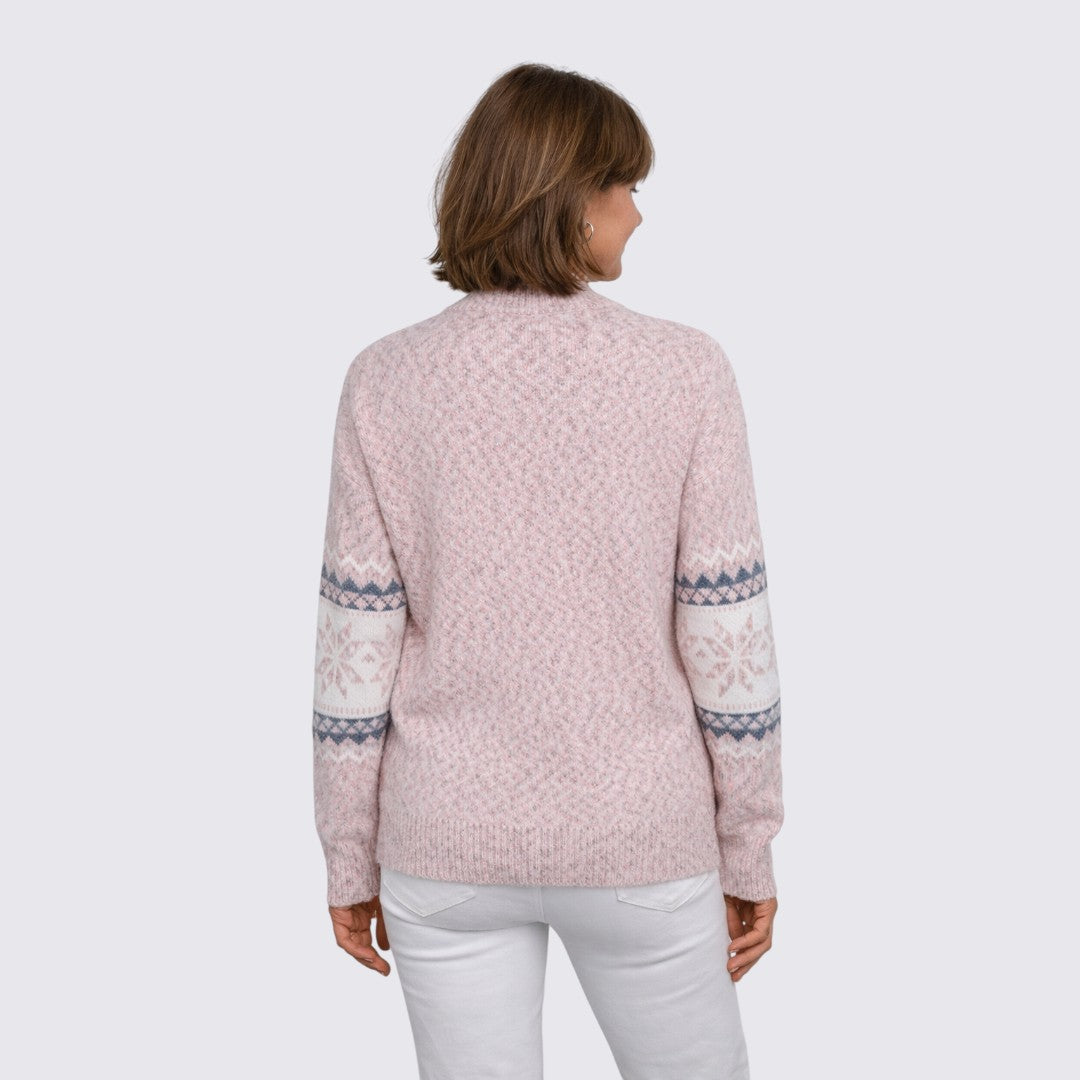 Women's Jumper with Stand-Up Collar – Norwegian Jumper – Pattern Stripes