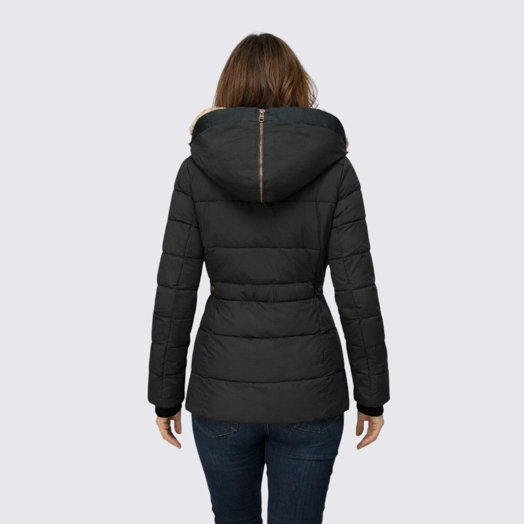 Ladies' Winter Jacket with Faux Fur Hood - Padded Jacket - Warmly Insulated