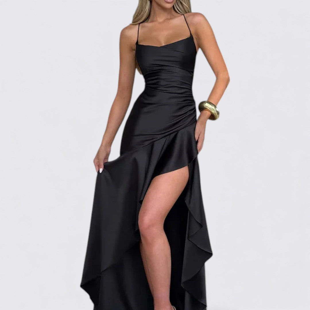 Ladies' Maxi Dress – Sleeveless & Tailored – Elegant Leg Slit