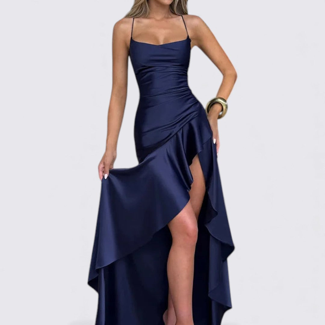 Ladies' Maxi Dress – Sleeveless & Tailored – Elegant Leg Slit