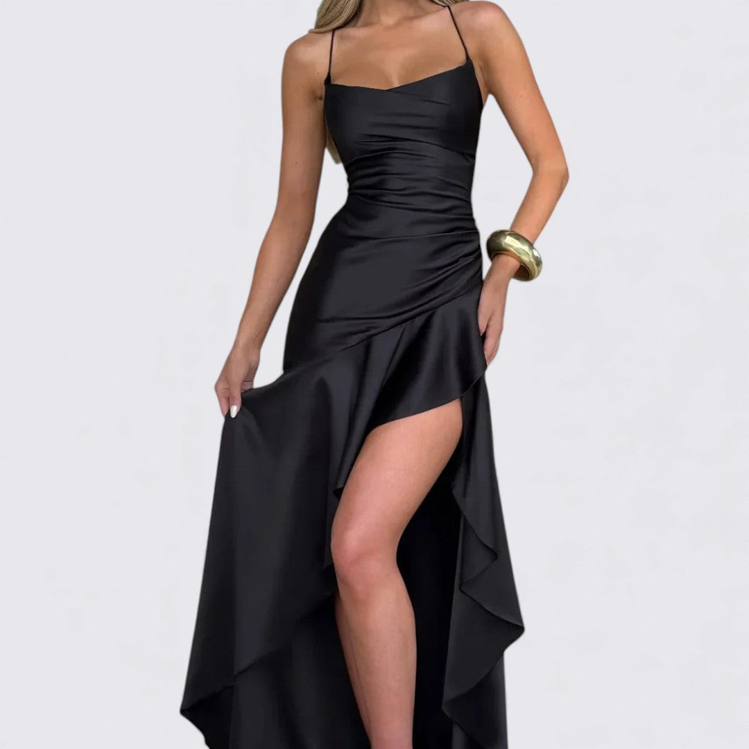 Ladies' Maxi Dress – Sleeveless & Tailored – Elegant Leg Slit
