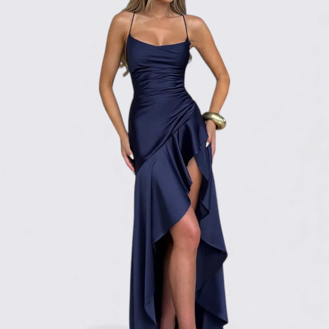 Ladies' Maxi Dress – Sleeveless & Tailored – Elegant Leg Slit