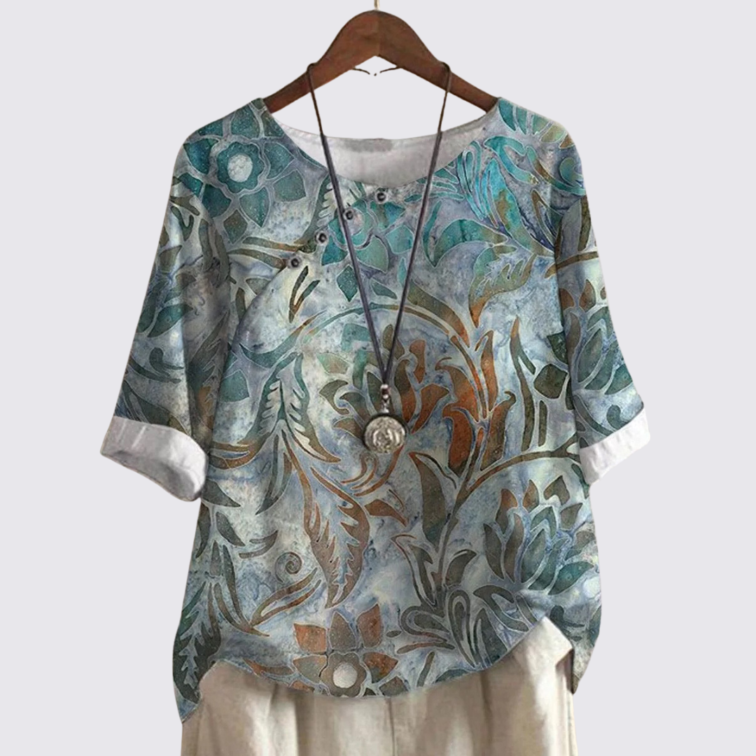 Ladies' Jumper with Round Neck – Knitted Jumper – Patchwork Pattern