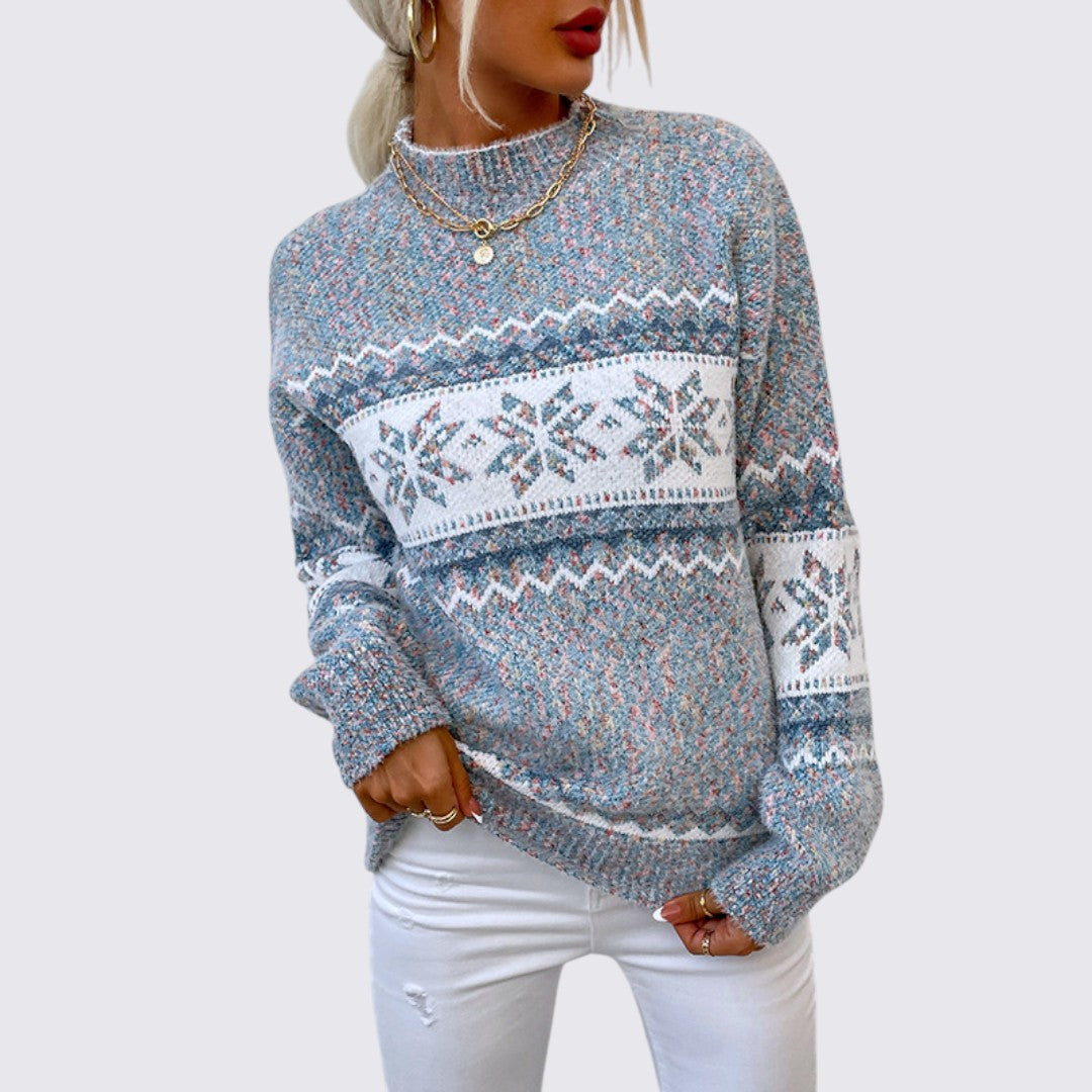 Women's Jumper with Stand-Up Collar – Norwegian Jumper – Pattern Stripes