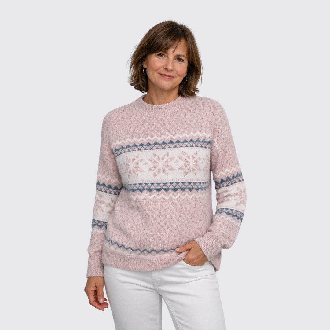 Women's Jumper with Stand-Up Collar – Norwegian Jumper – Pattern Stripes