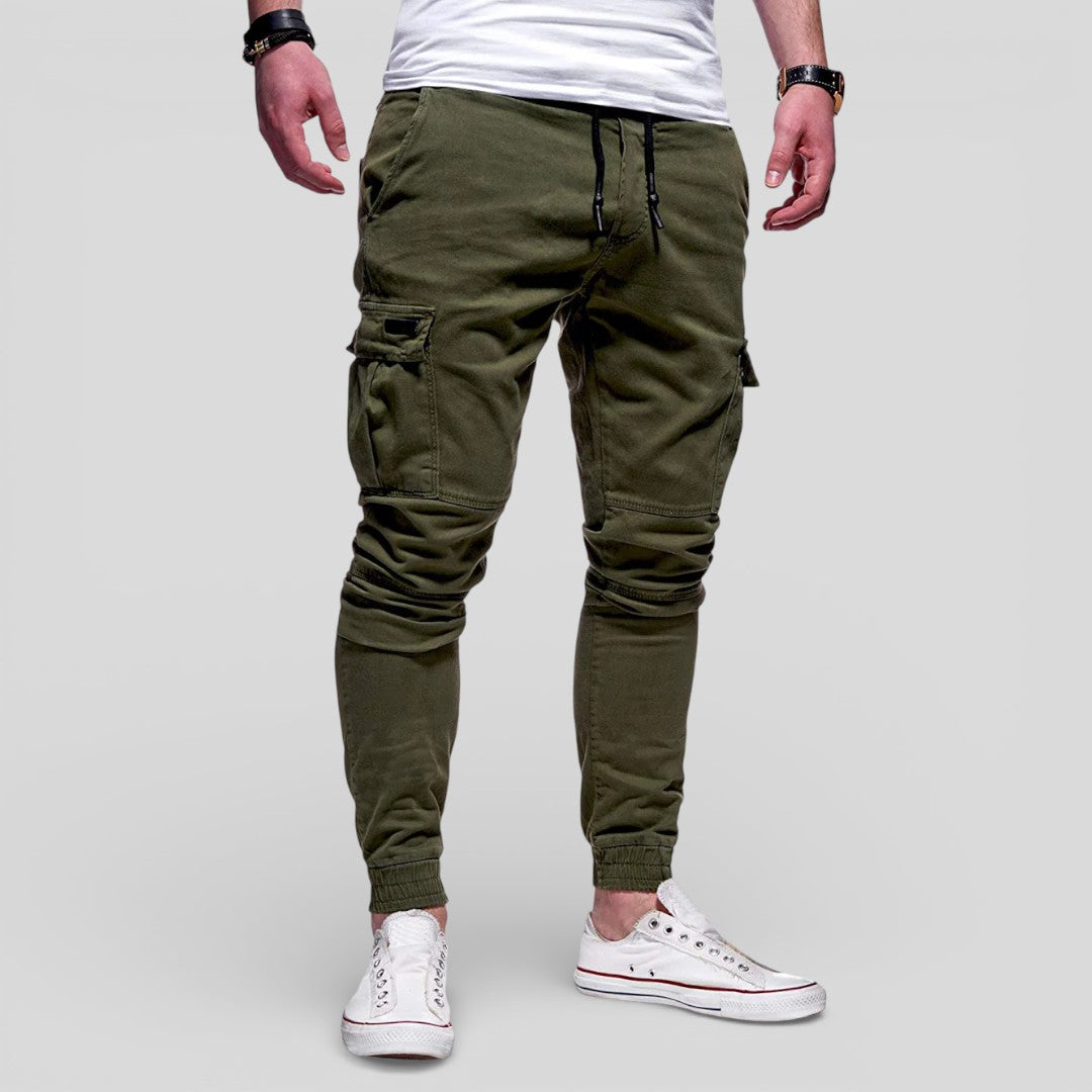 Men's Trousers with Elasticated Waist - Cargo Trousers - Front Pockets