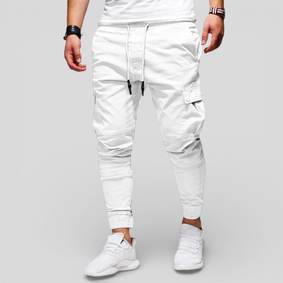 Men's Trousers with Elasticated Waist - Cargo Trousers - Front Pockets