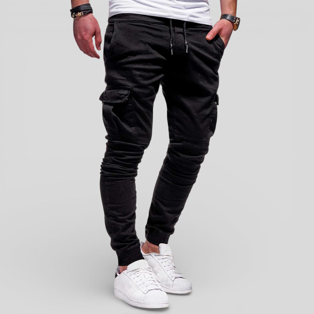 Men's Trousers with Elasticated Waist - Cargo Trousers - Front Pockets