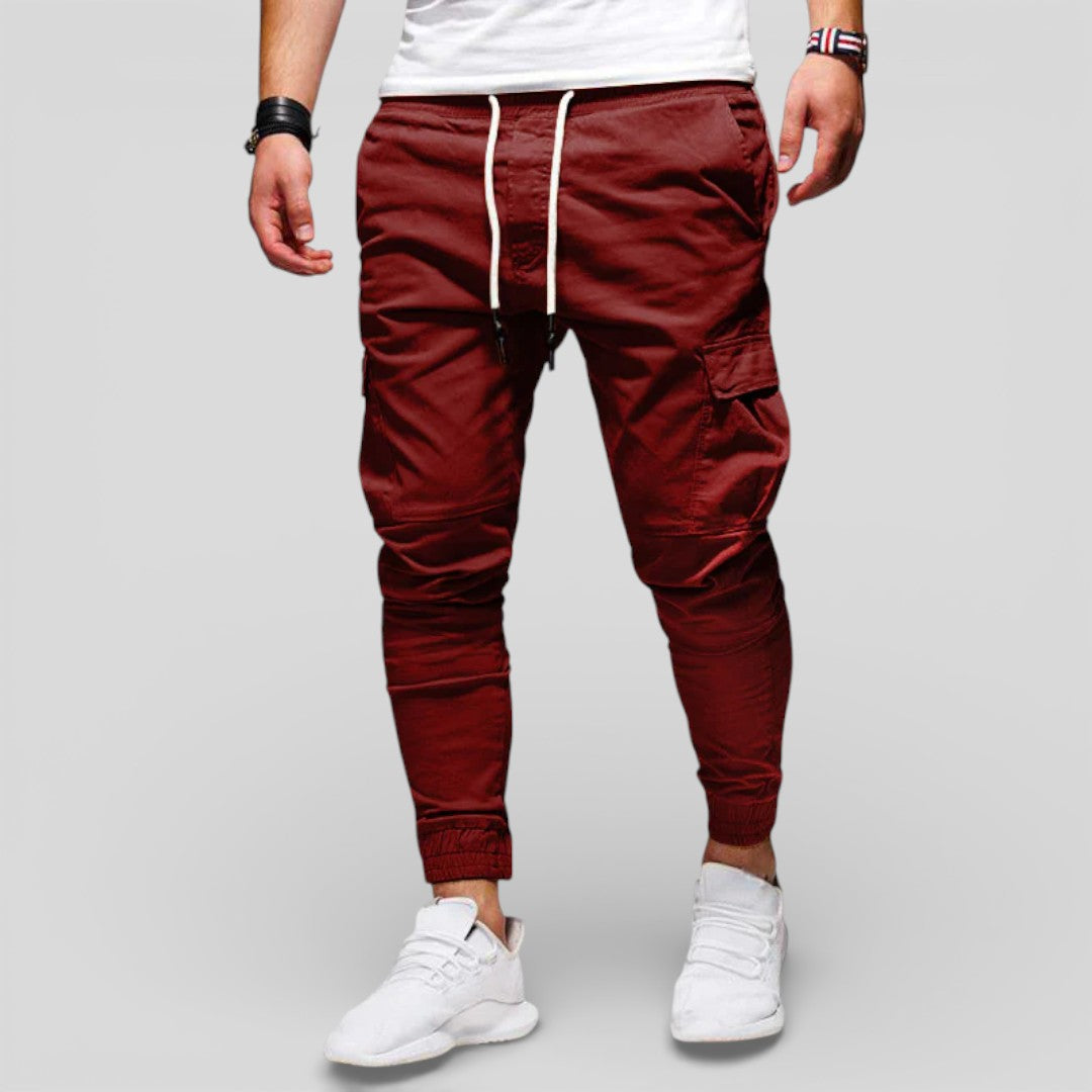 Men's Trousers with Elasticated Waist - Cargo Trousers - Front Pockets
