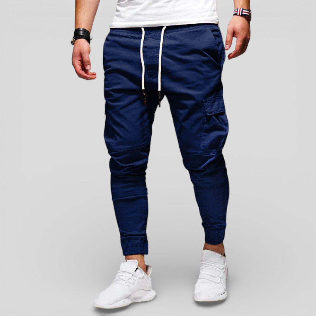Men's Trousers with Elasticated Waist - Cargo Trousers - Front Pockets