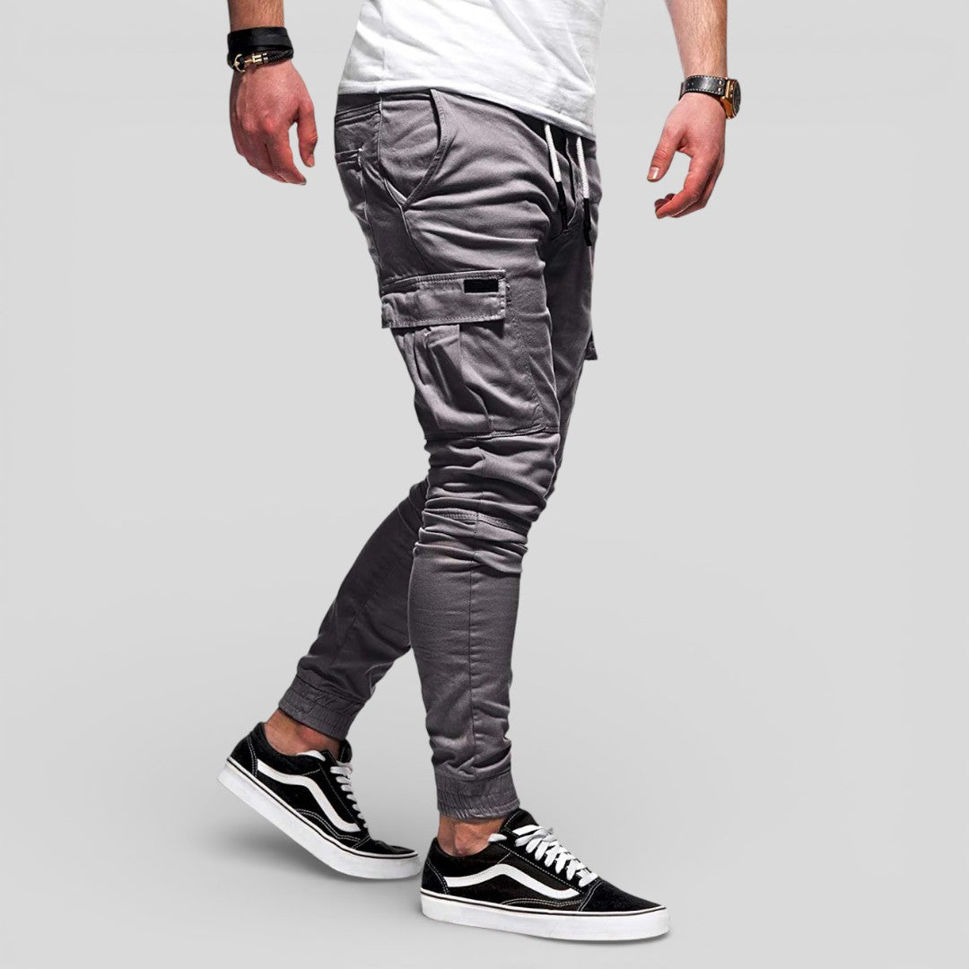 Men's Trousers with Elasticated Waist - Cargo Trousers - Front Pockets