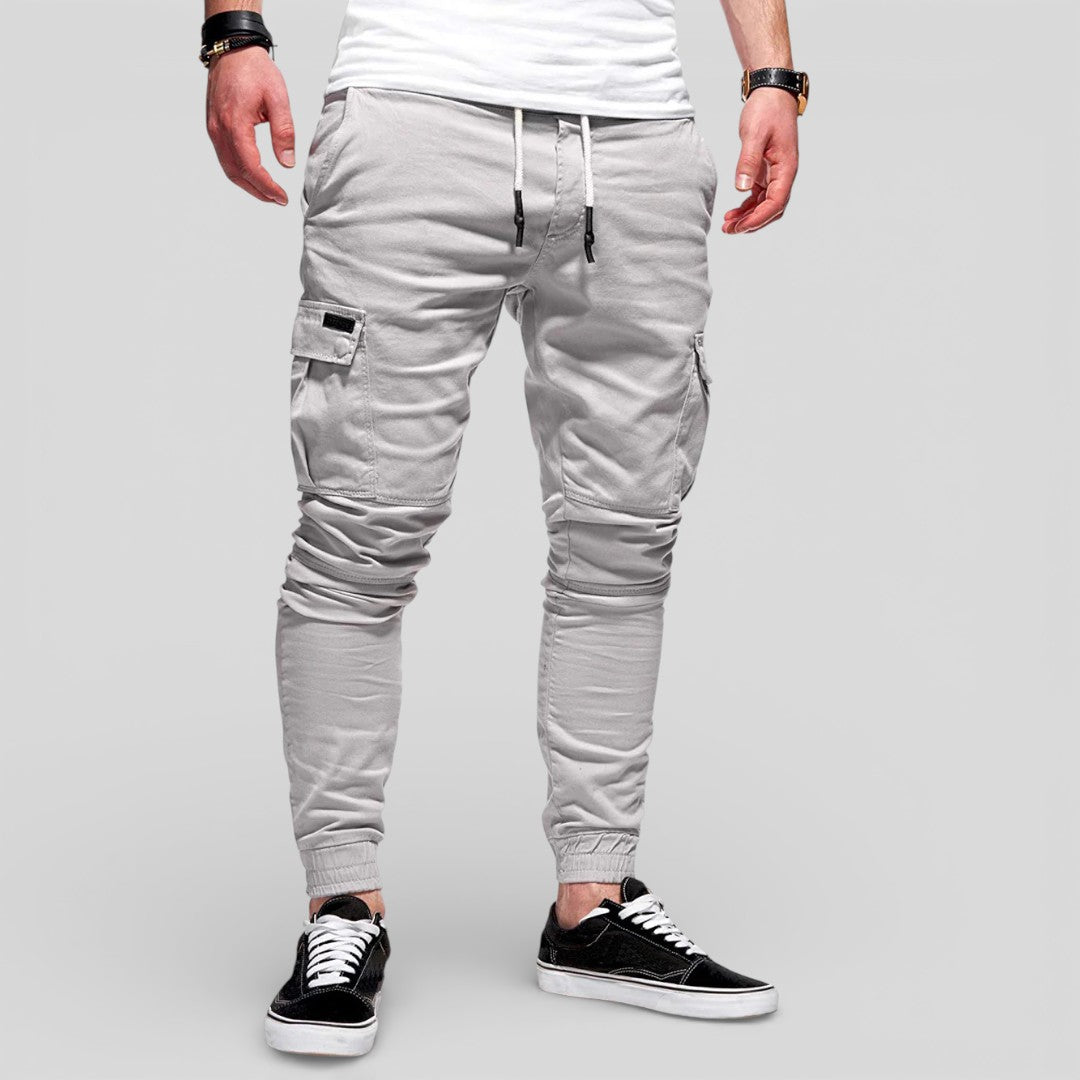 Men's Trousers with Elasticated Waist - Cargo Trousers - Front Pockets