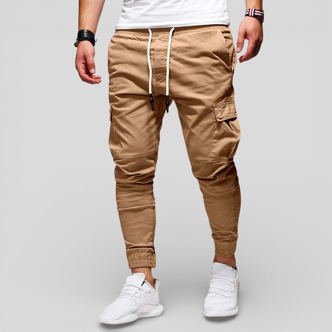 Men's Trousers with Elasticated Waist - Cargo Trousers - Front Pockets